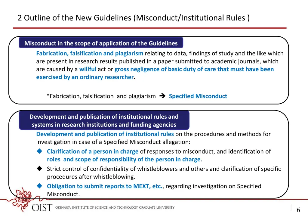2 outline of the new guidelines misconduct