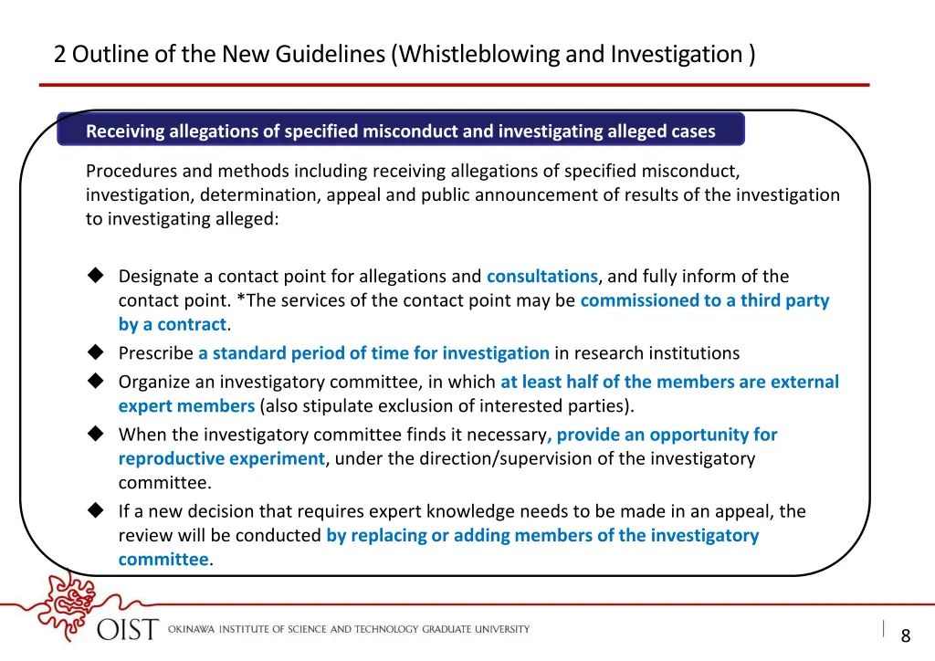 2 outline of the new guidelines whistleblowing