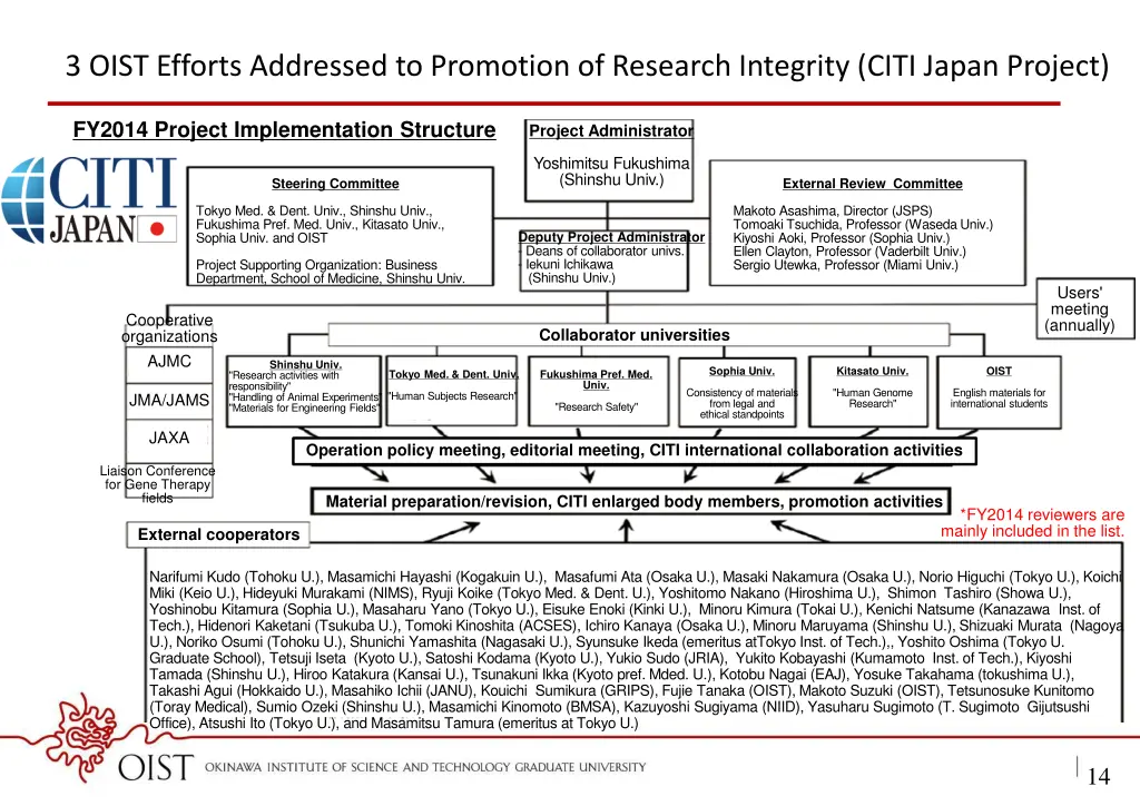 3 oist efforts addressed to promotion of research 1
