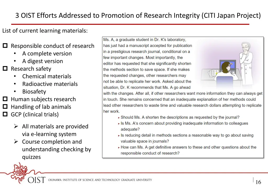 3 oist efforts addressed to promotion of research 3