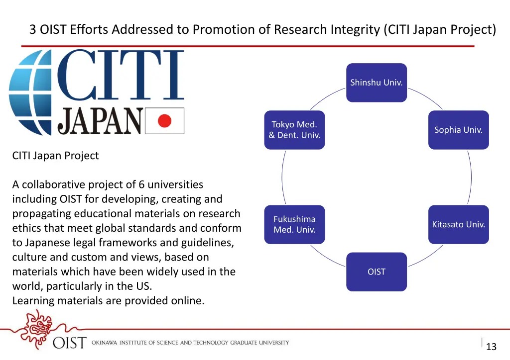 3 oist efforts addressed to promotion of research