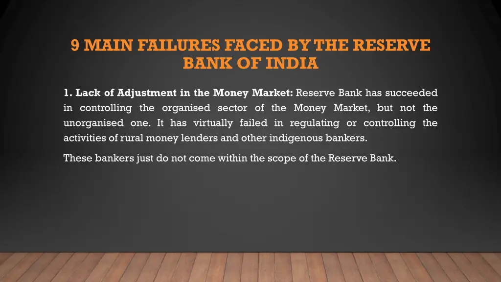 9 main failures faced by the reserve bank of india