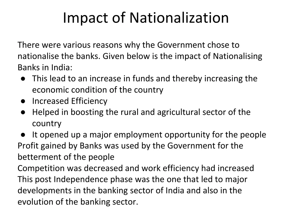 impact of nationalization