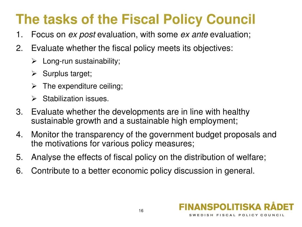 the tasks of the fiscal policy council 1 focus