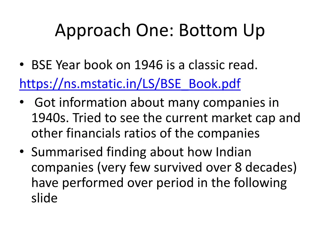 approach one bottom up