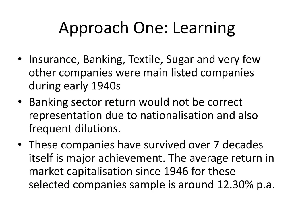 approach one learning