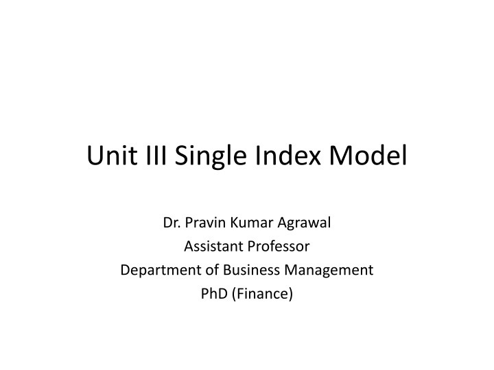 unit iii single index model
