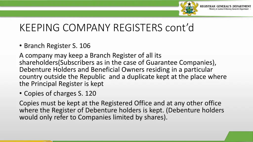 keeping company registers cont d