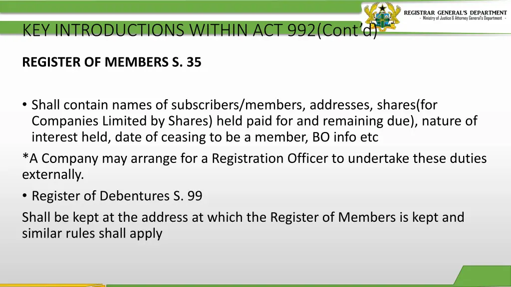 key introductions within act 992 cont d 10