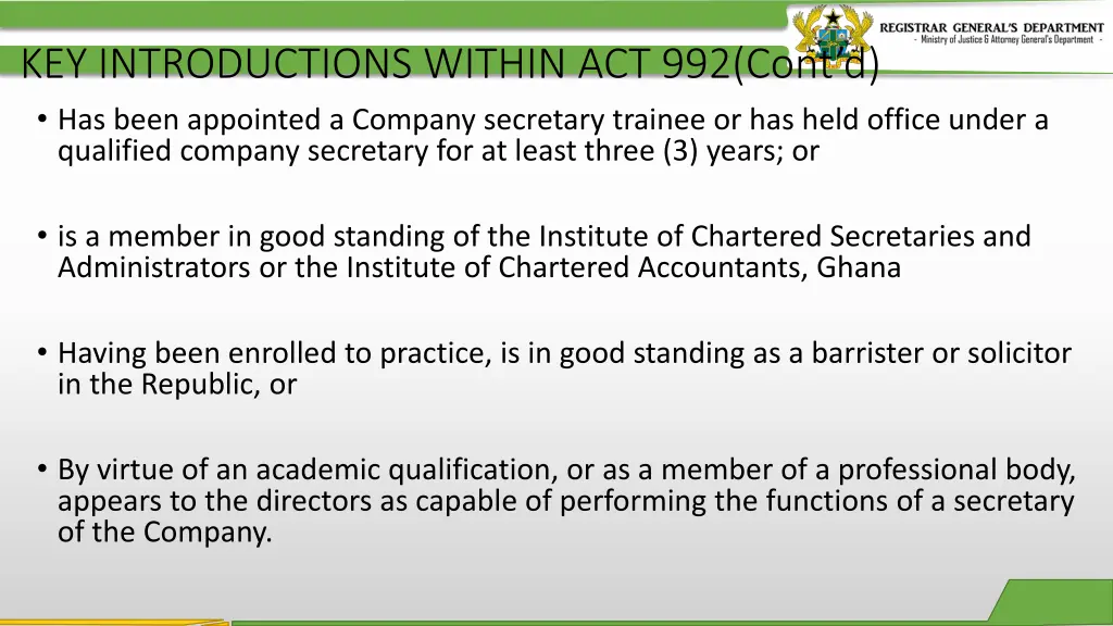 key introductions within act 992 cont d has been