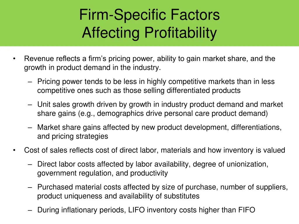 firm specific factors affecting profitability