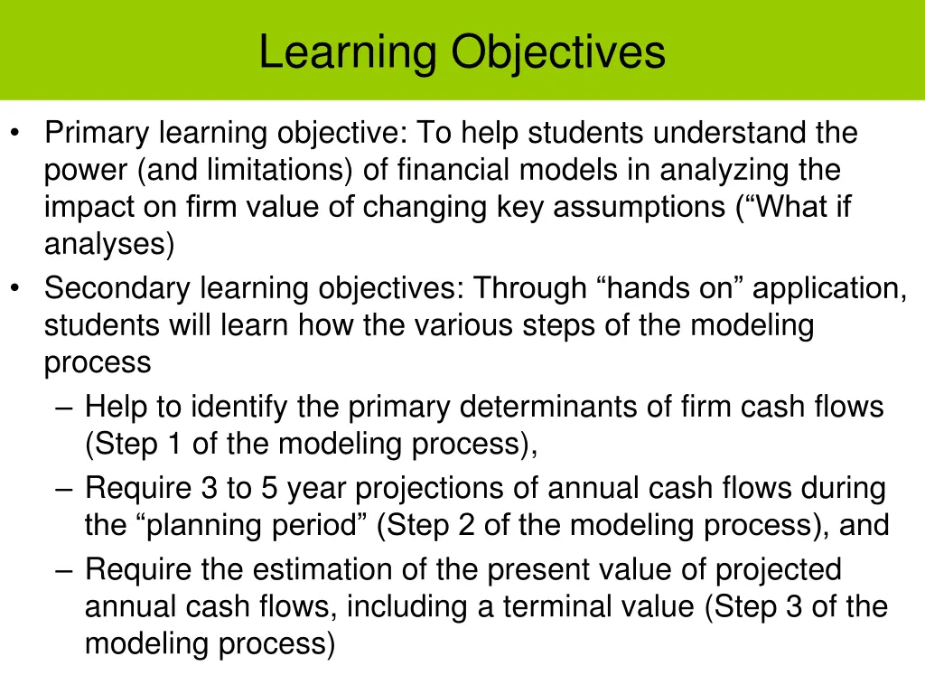 learning objectives