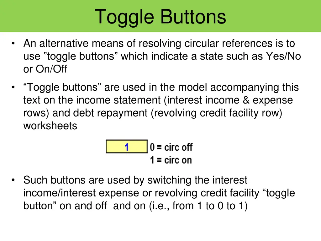 toggle buttons