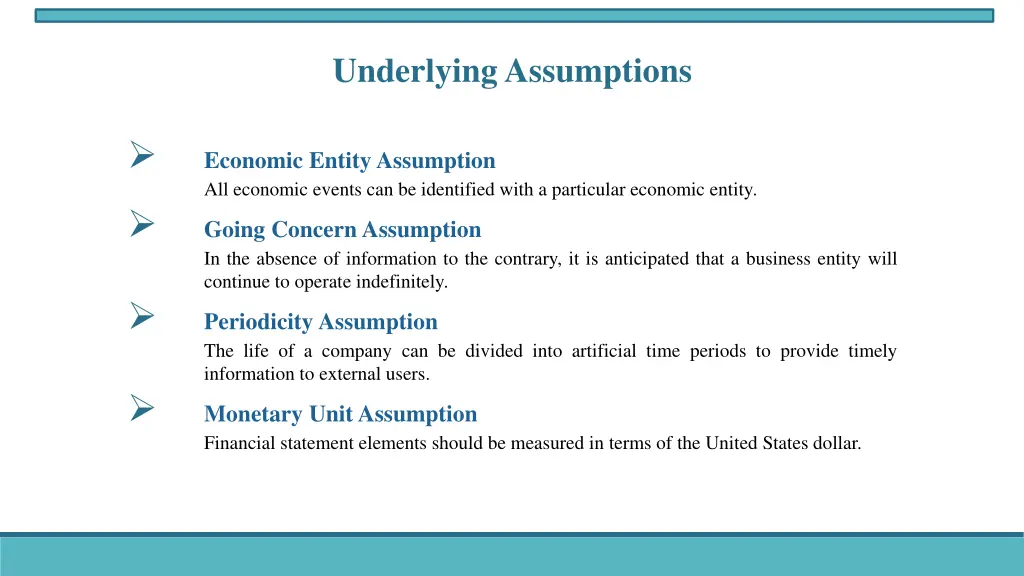 underlying assumptions