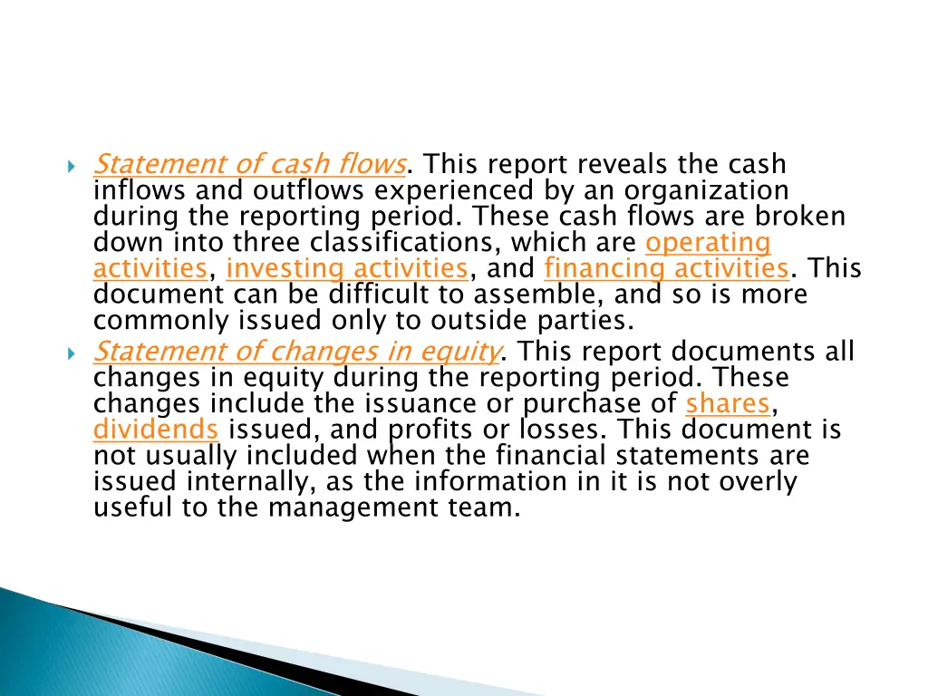 statement of cash flows this report reveals