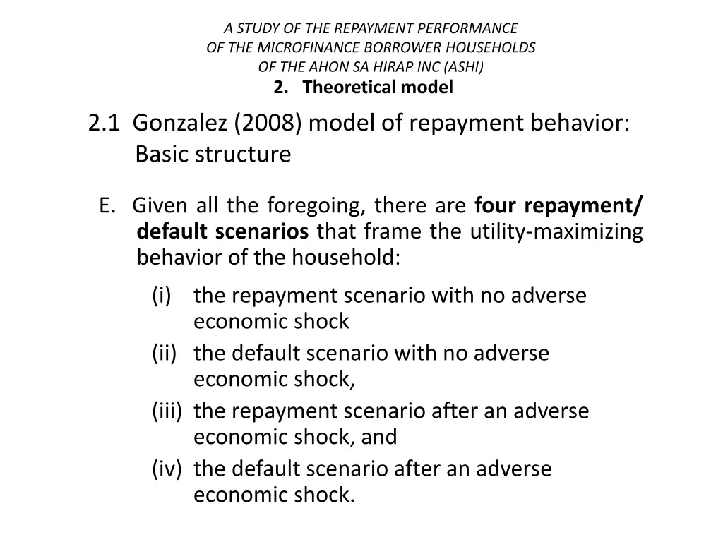 a study of the repayment performance 11
