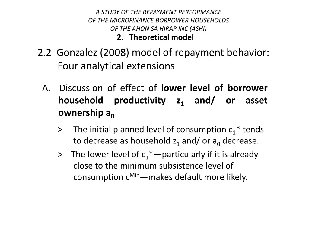 a study of the repayment performance 12