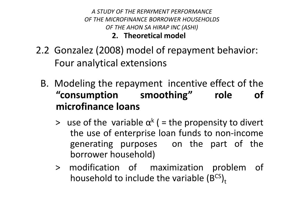 a study of the repayment performance 13