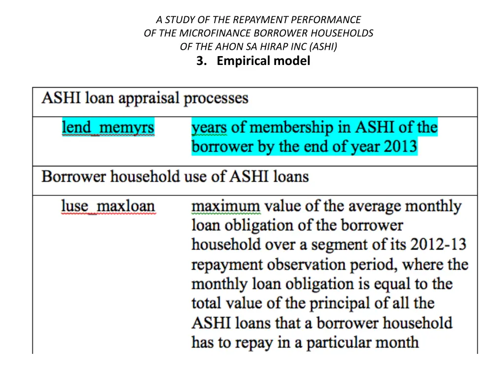 a study of the repayment performance 24