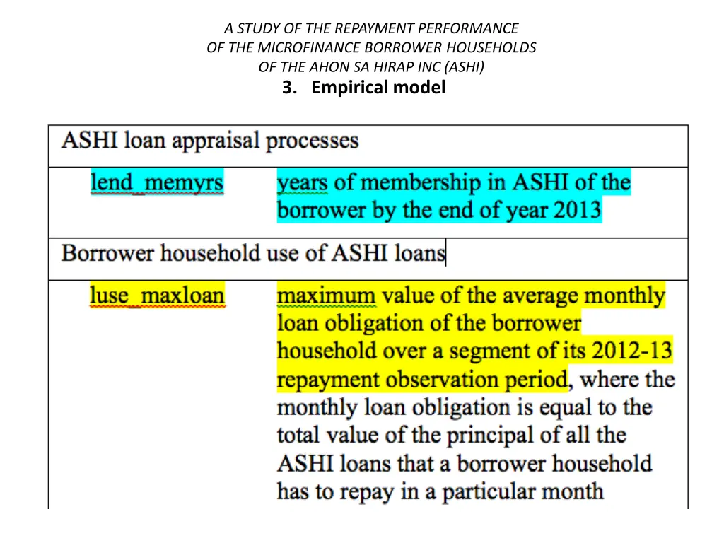 a study of the repayment performance 25