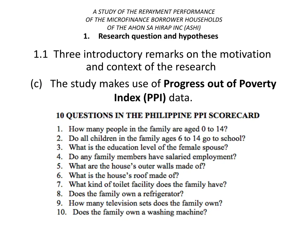 a study of the repayment performance 3