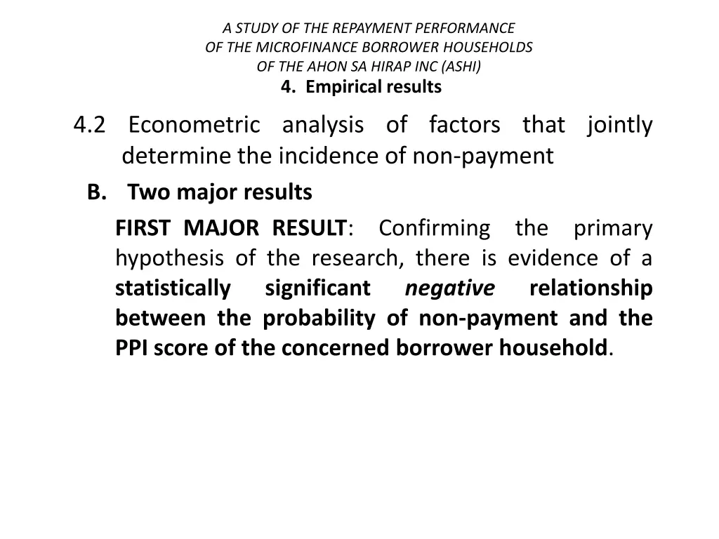 a study of the repayment performance 37