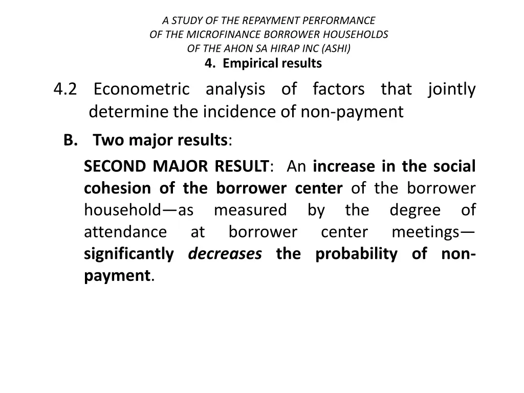 a study of the repayment performance 40