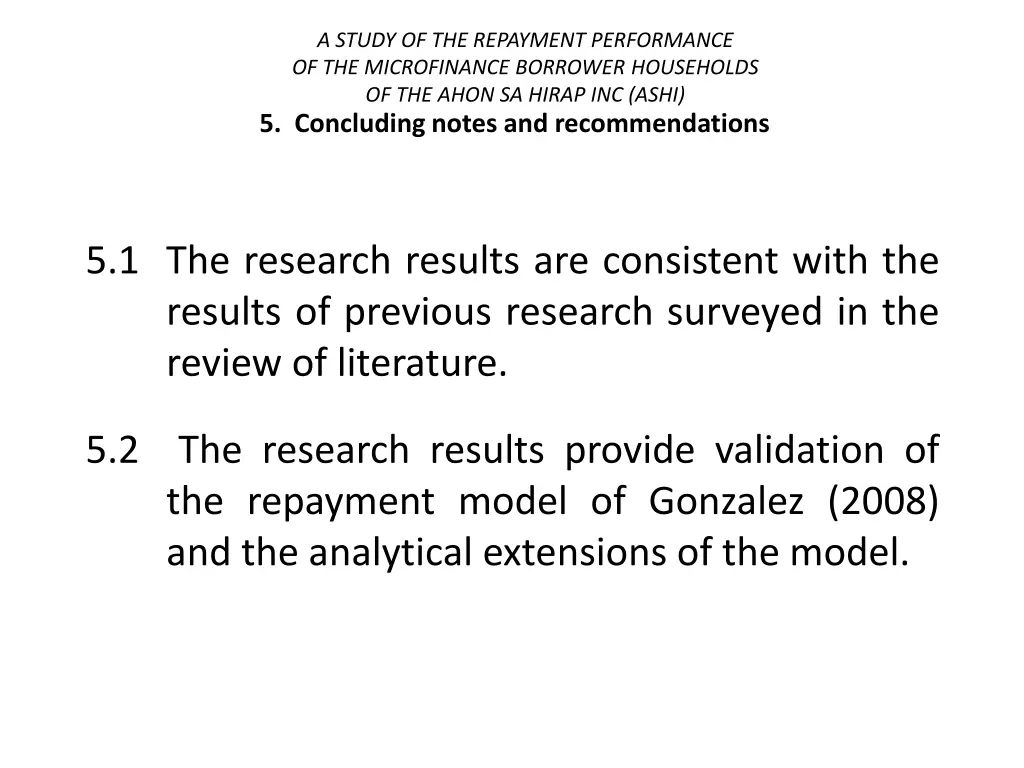 a study of the repayment performance 43
