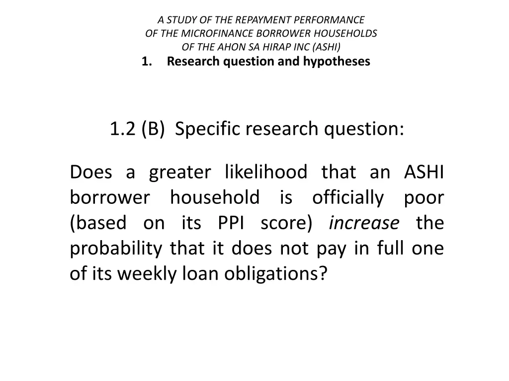 a study of the repayment performance 5
