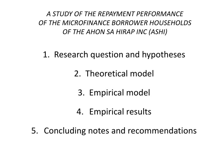 a study of the repayment performance