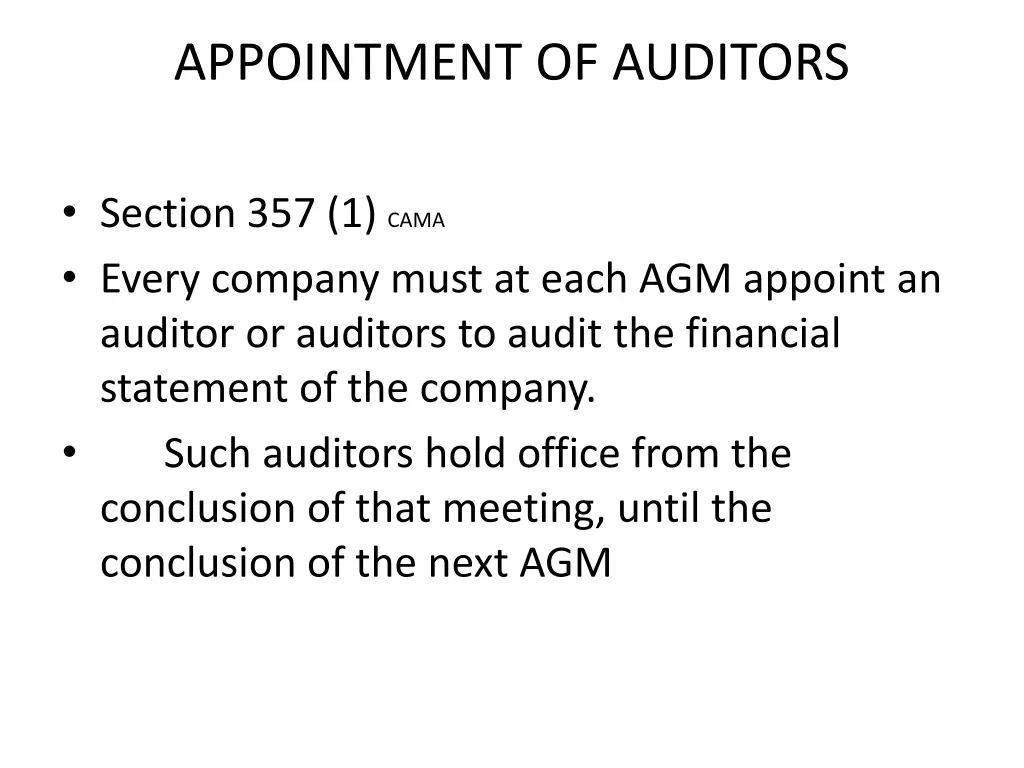 appointment of auditors