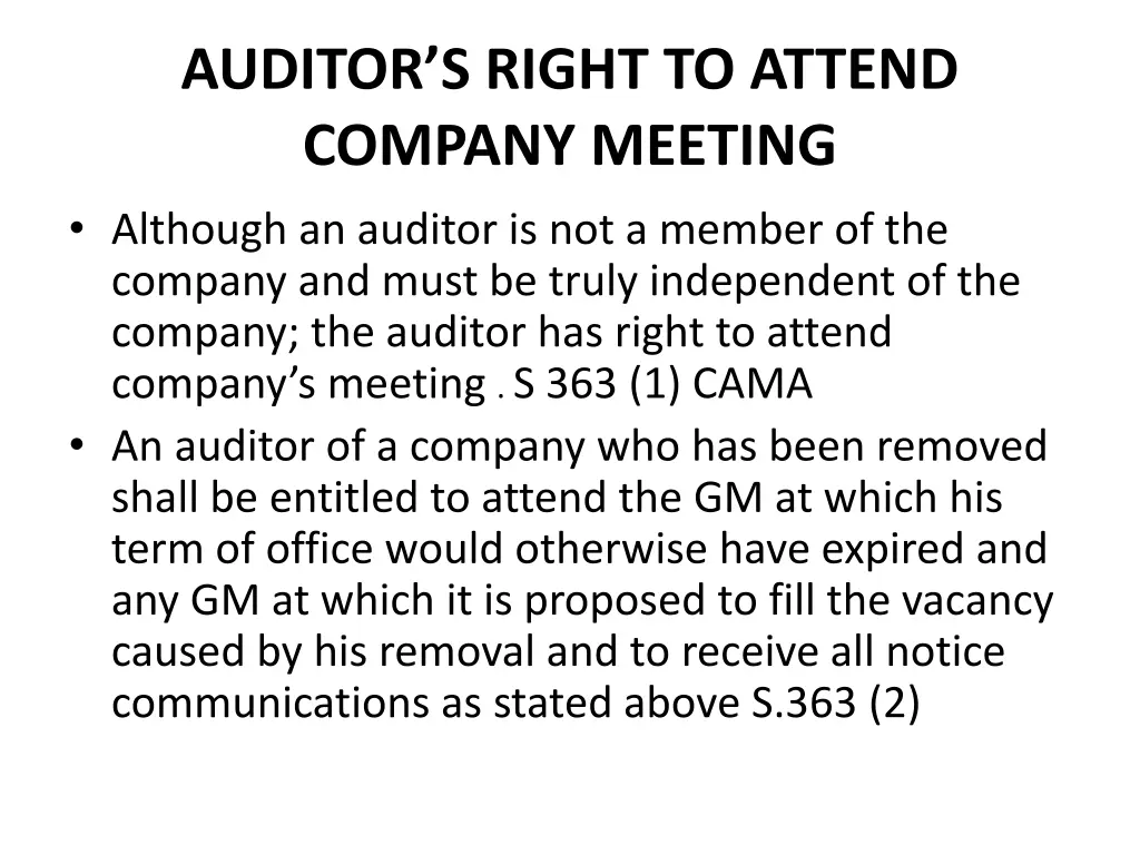 auditor s right to attend company meeting