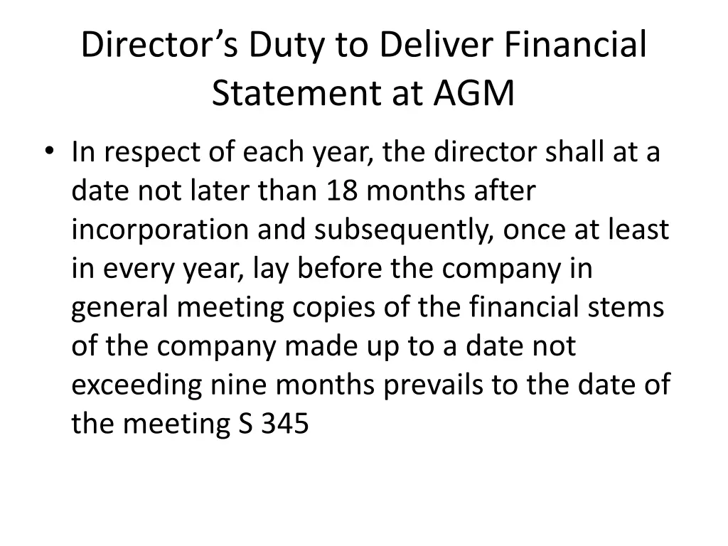 director s duty to deliver financial statement
