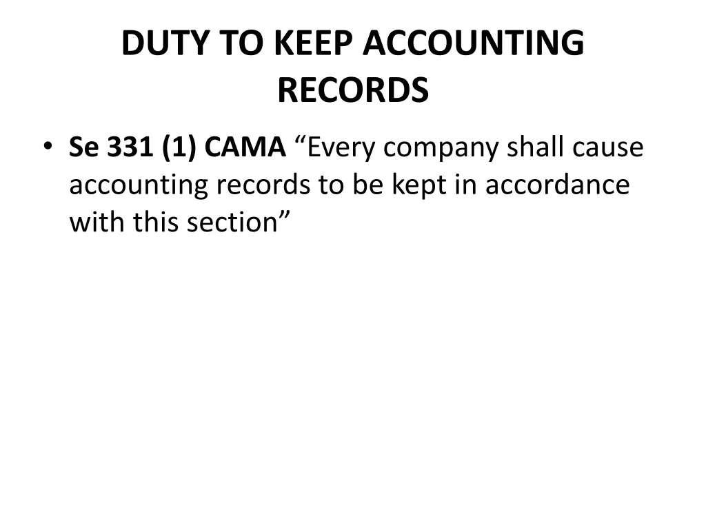 duty to keep accounting records