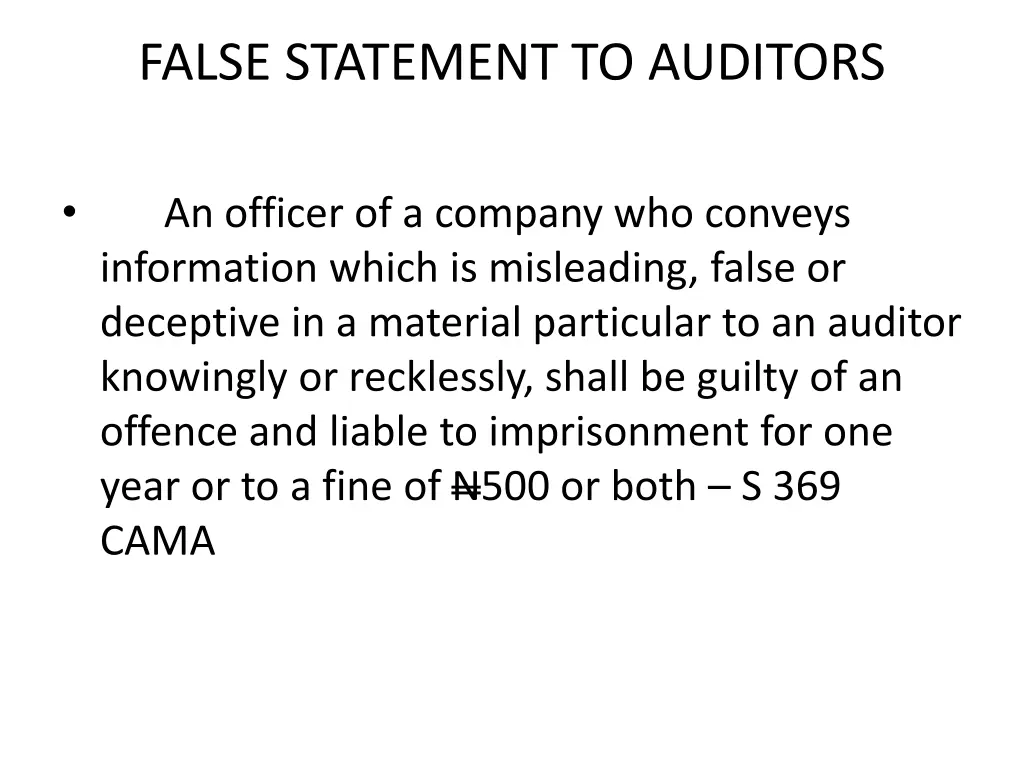false statement to auditors
