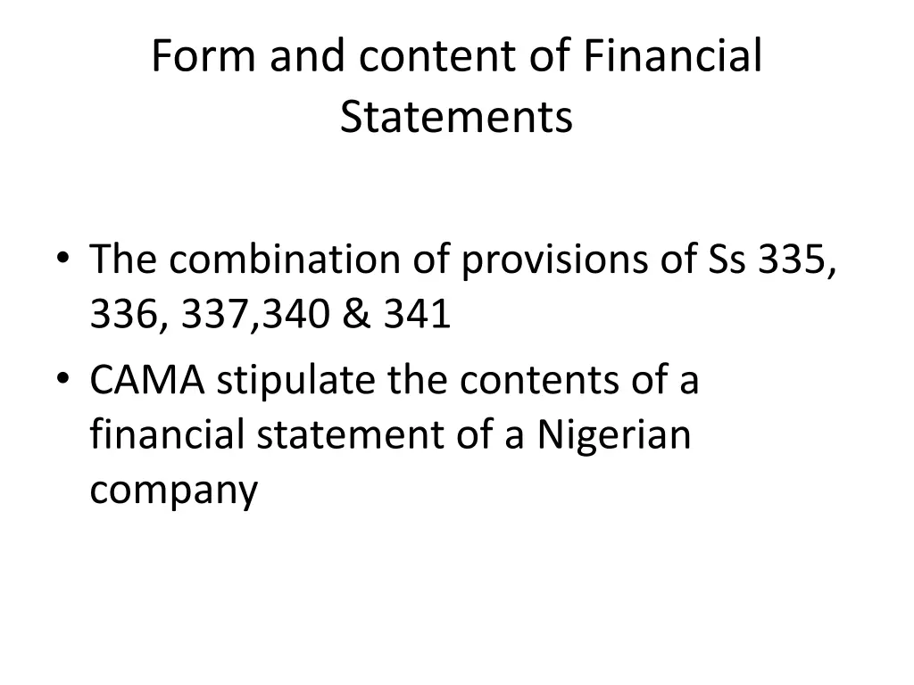 form and content of financial statements