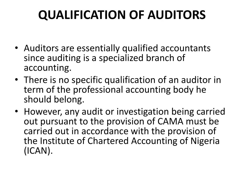 qualification of auditors
