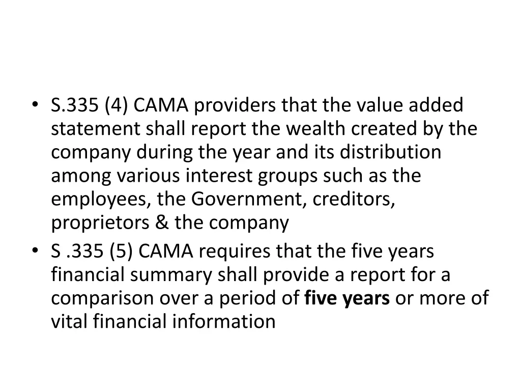 s 335 4 cama providers that the value added