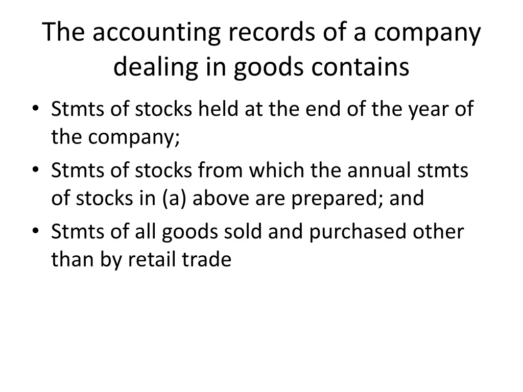 the accounting records of a company dealing