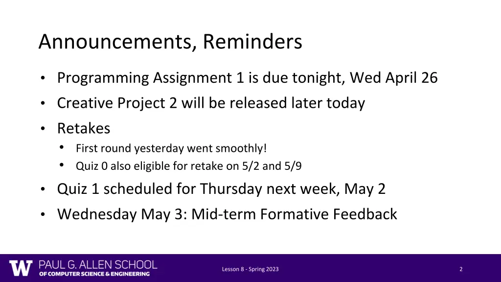announcements reminders