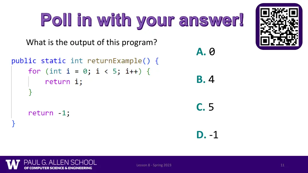 poll in with your answer