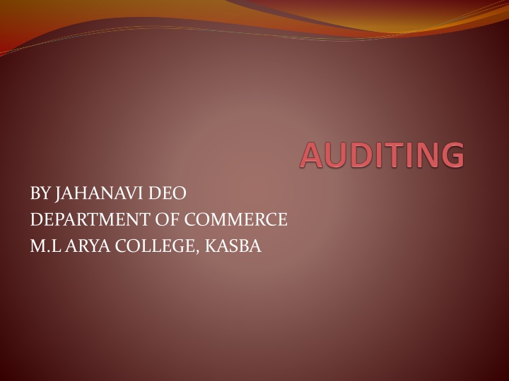 by jahanavi deo department of commerce m l arya