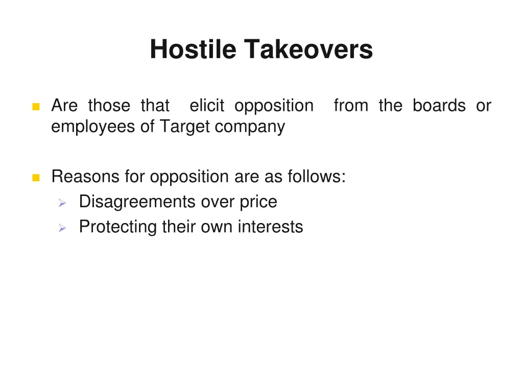 hostile takeovers
