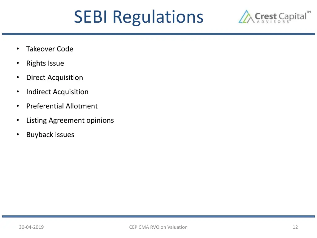 sebi regulations