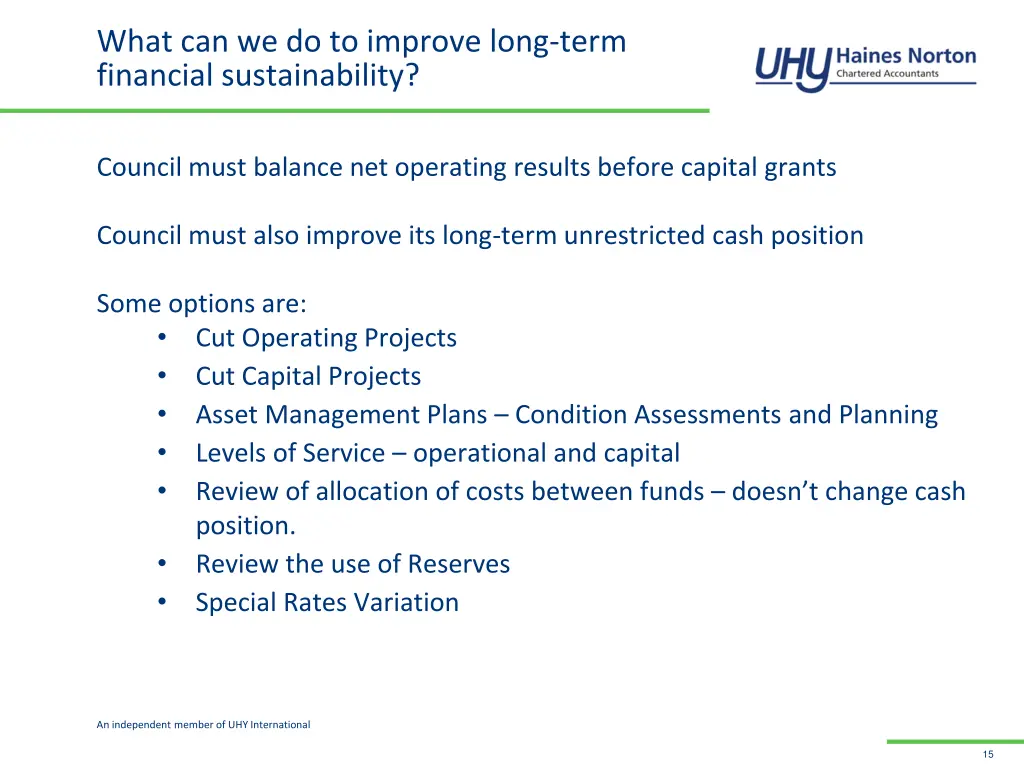 what can we do to improve long term financial