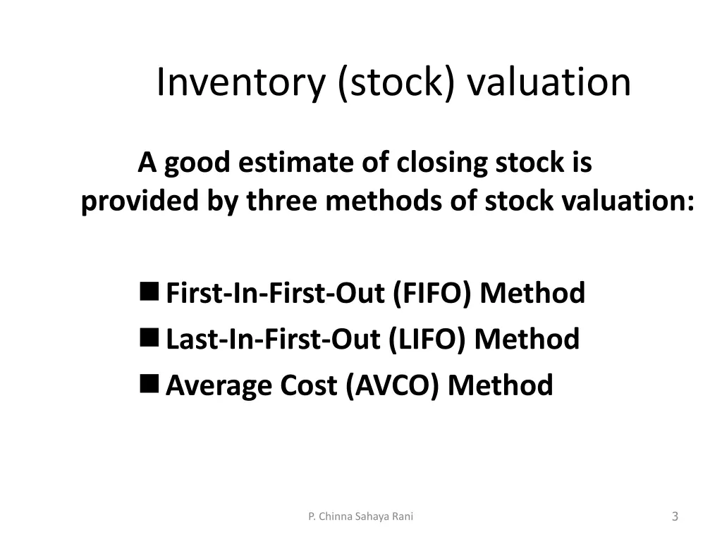 inventory stock valuation