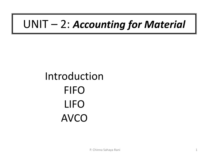 unit 2 accounting for material