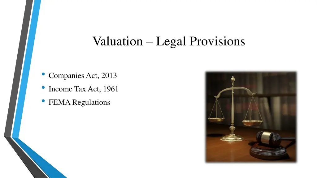 valuation legal provisions
