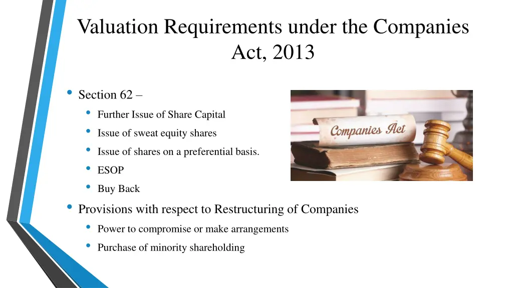 valuation requirements under the companies