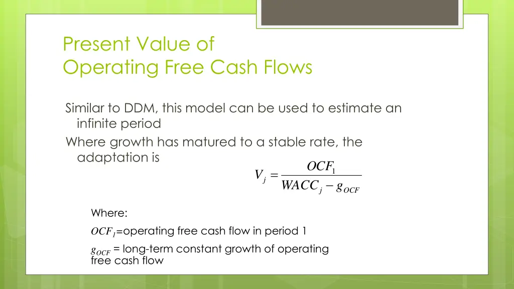 present value of operating free cash flows 2